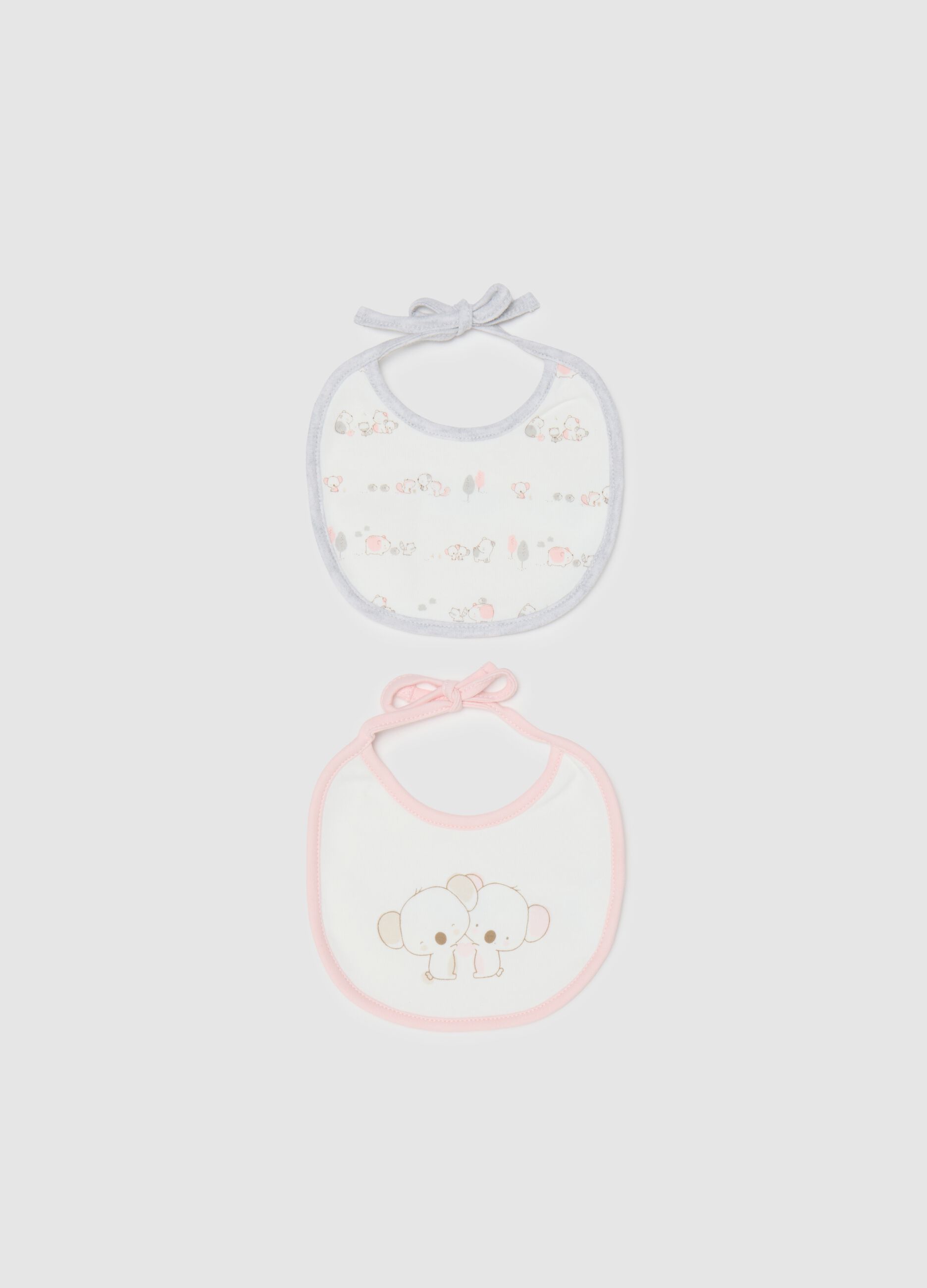 Two-pack multi-coloured pure cotton baby bibs