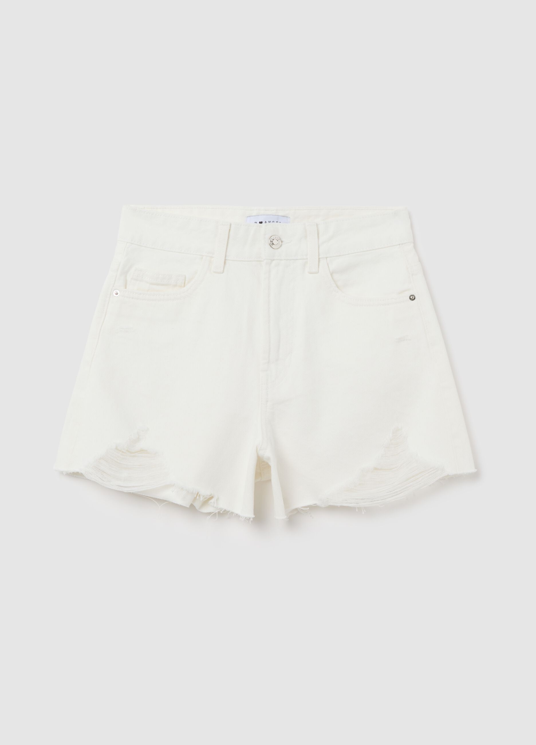 Shorts da donna in puro cotone bianco regular fit
