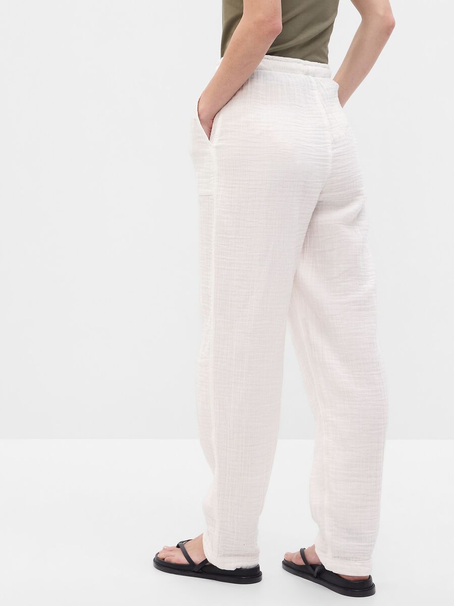 Pantaloni straight fit in garza di cotone_1
