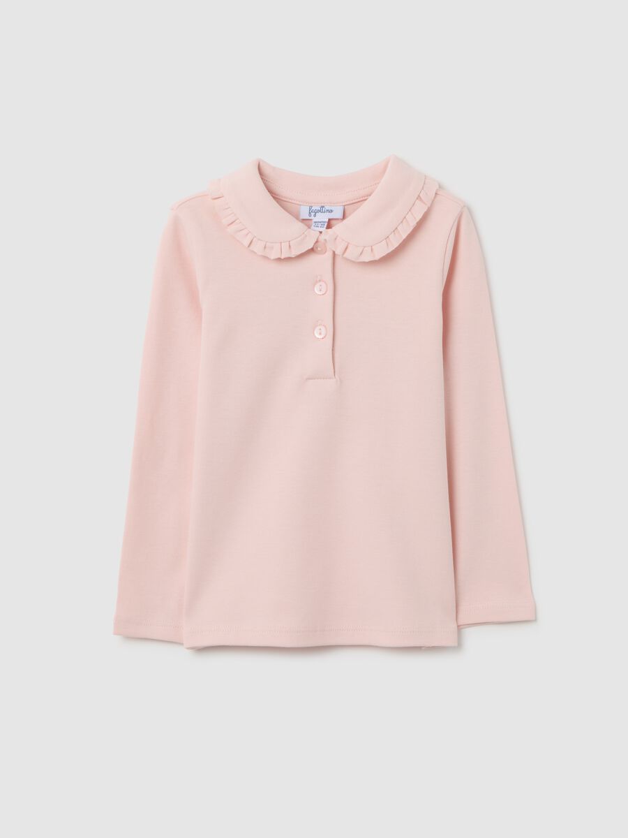 Girl's pink regular fit pure cotton polo_0