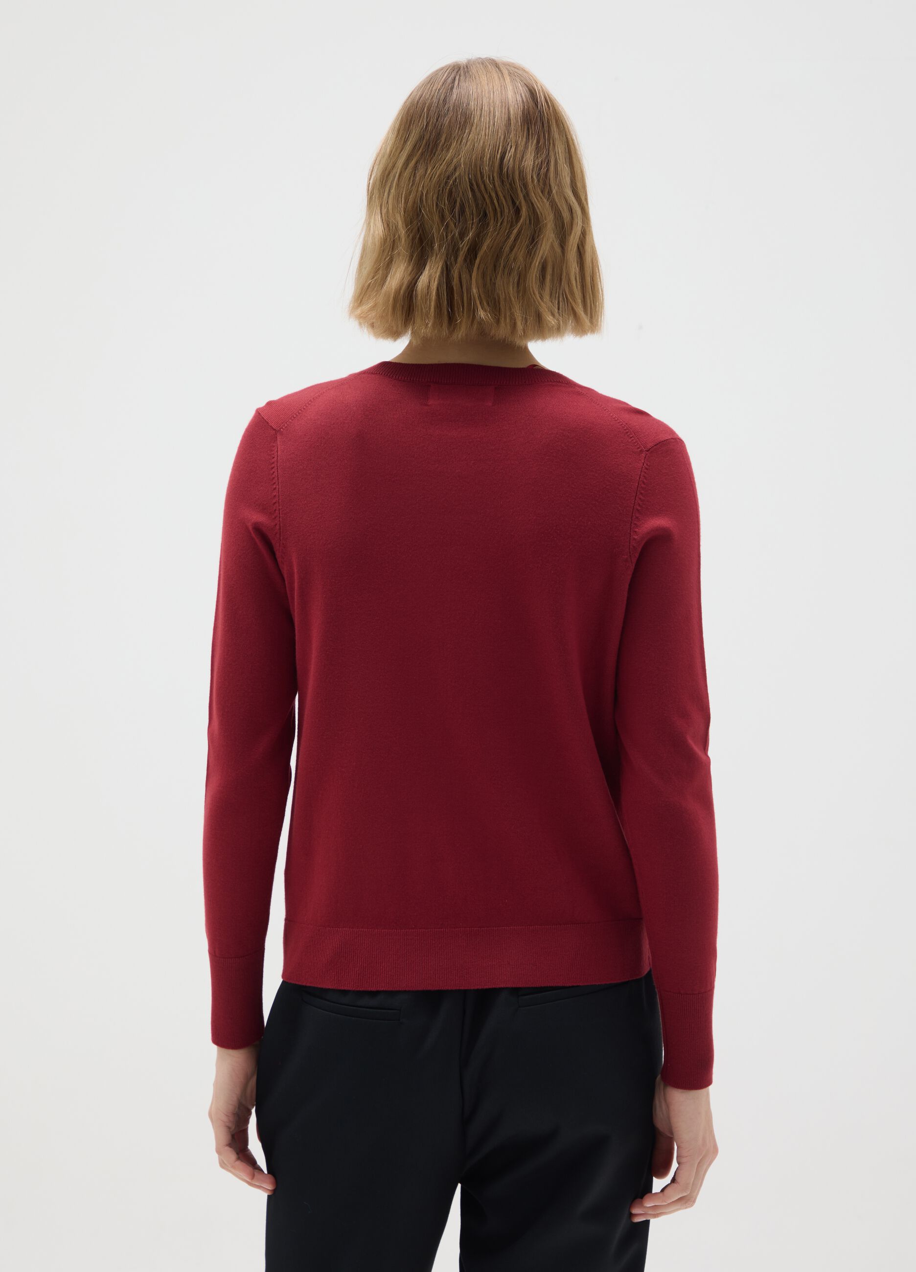Red viscose blend cardigan regular fit