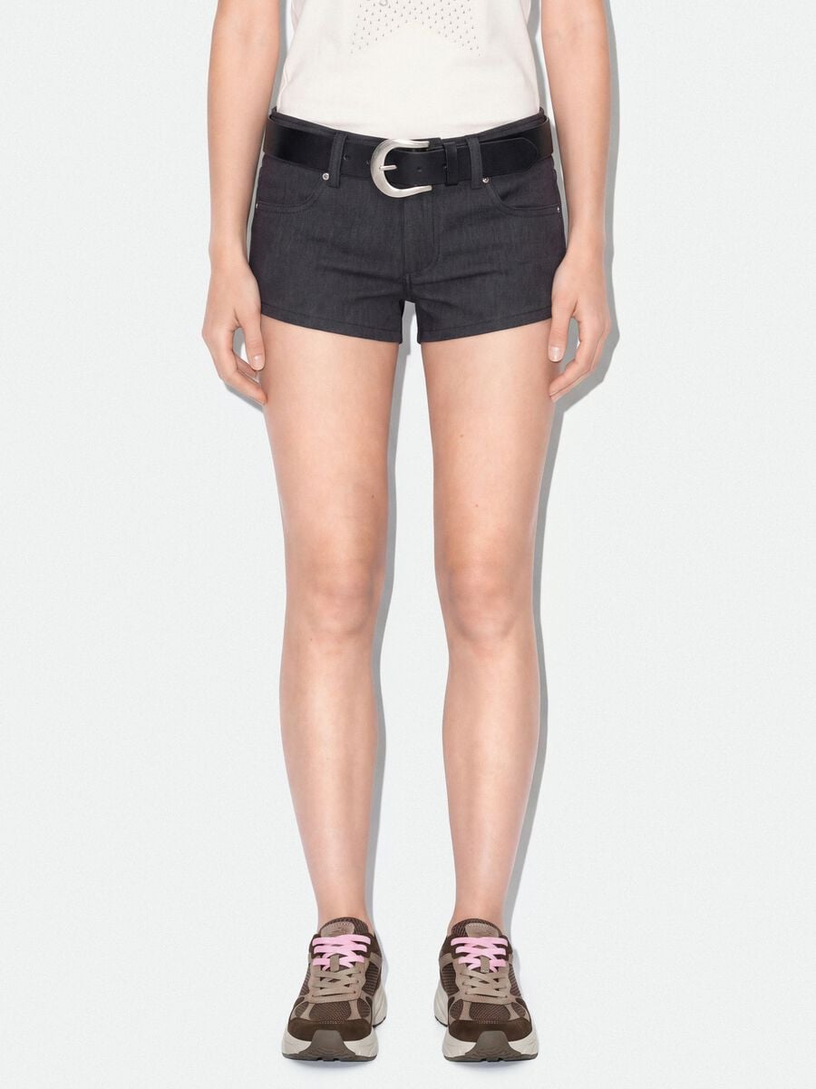 Shorts grigi in viscosa elasticizzato skinny fit_1