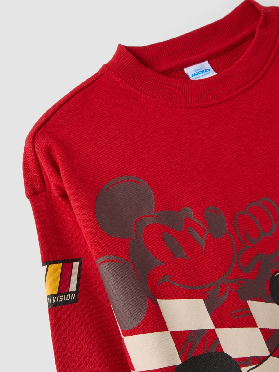 Felpa rossa in misto cotone con girocollo e stampa Mickey & Friends_2