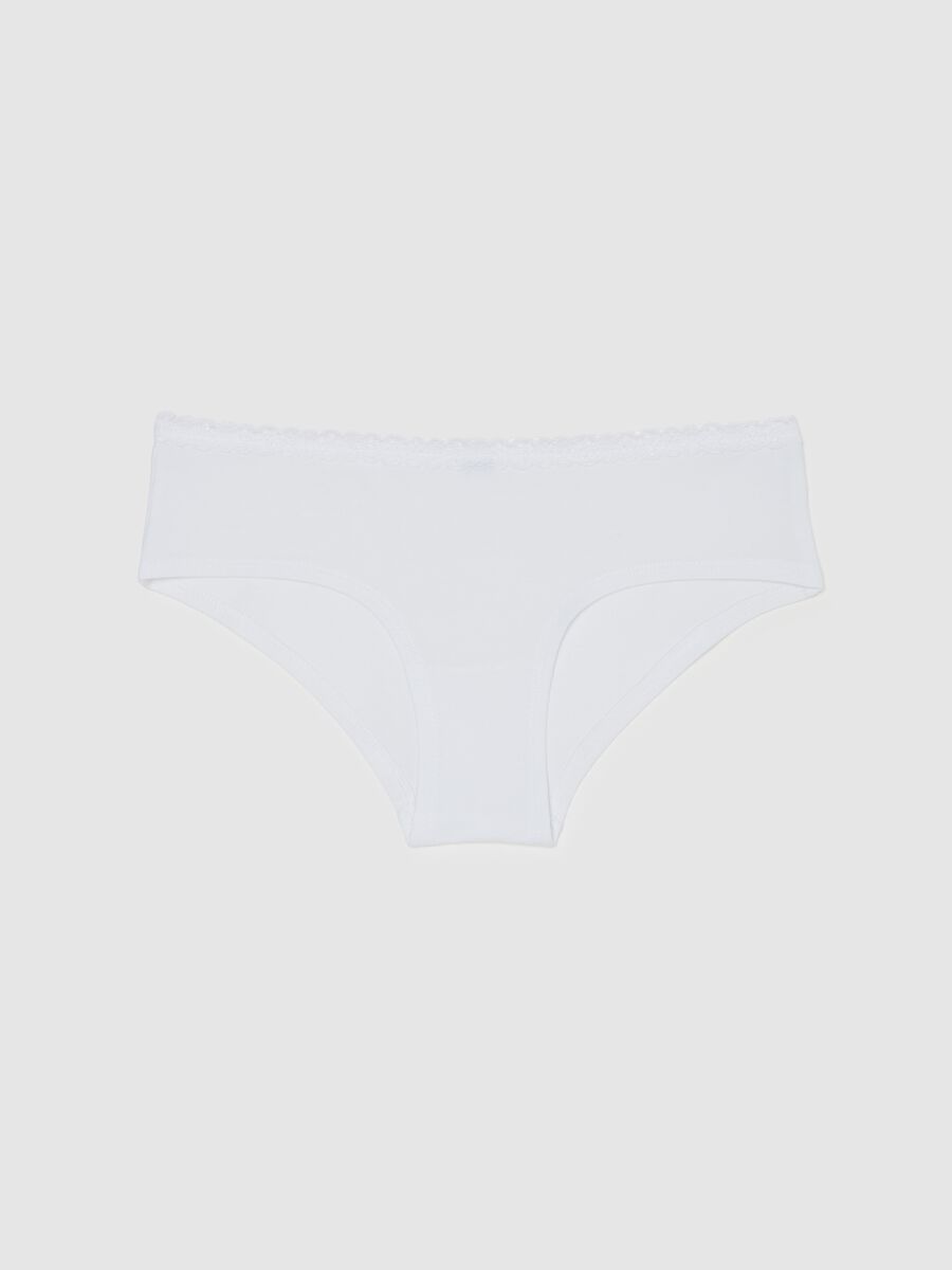 Stretch cotton French knickers with lace_4