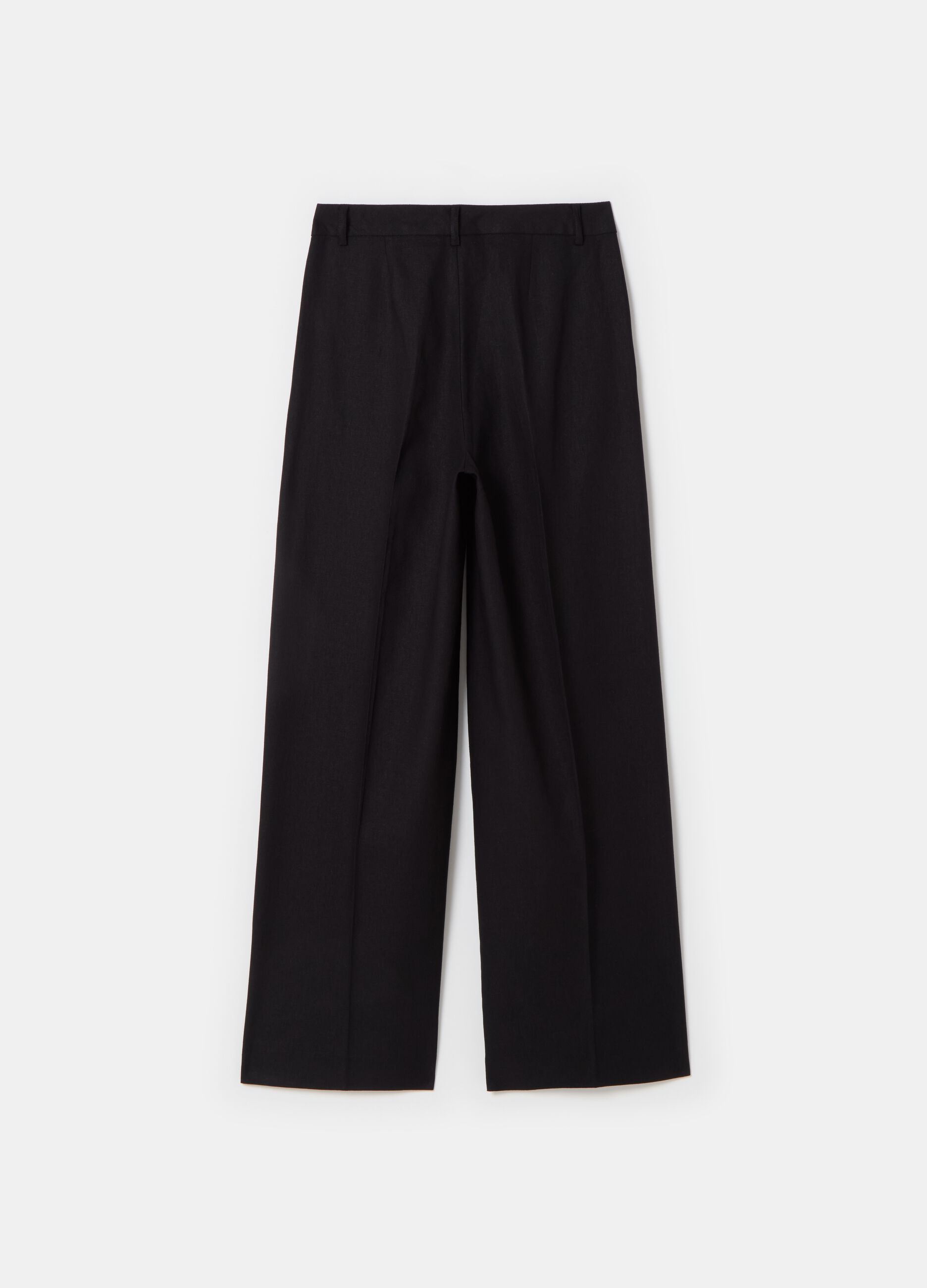 Pantaloni larghi in lino e viscosa