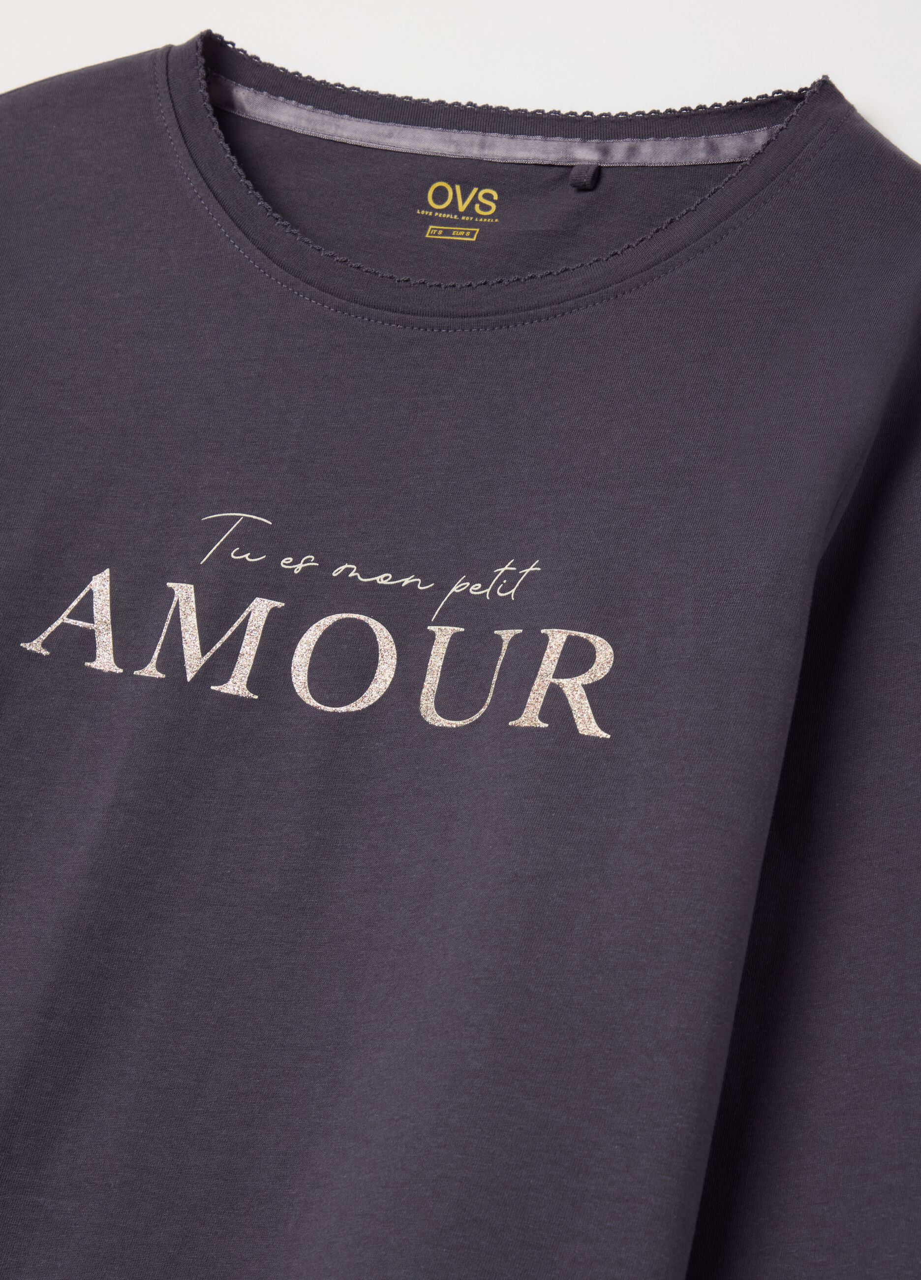 Top pigiama con stampa "Tu es mon petit amour"
