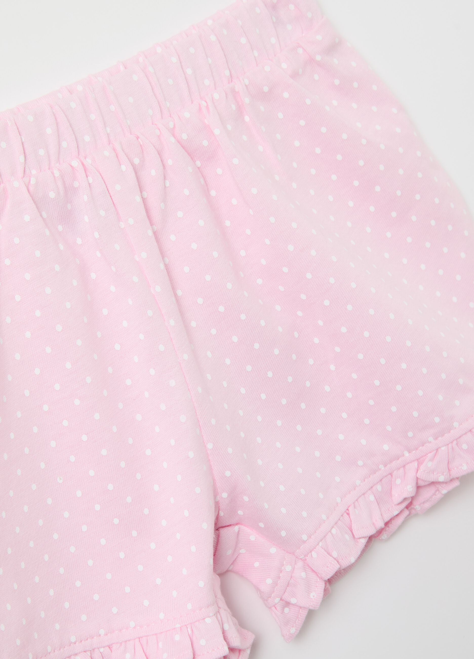 Set in cotone t-shirt ricamo "Happy Family" e shorts