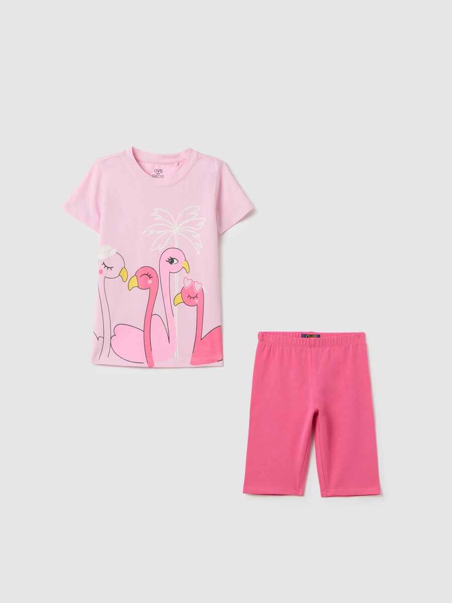 Girls' pink pure cotton regular fit set with print_0