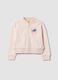 Pink cotton-blend zip sweatshirt with Lilo & Stitch print for girls_0
