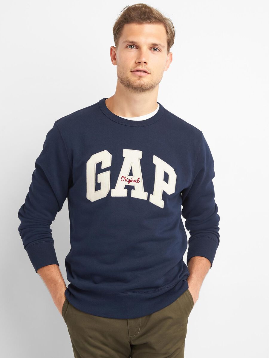 Round-neck sweatshirt with logo patch and embroidery_0