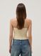 Yellow cropped stretch top with floral texture_3