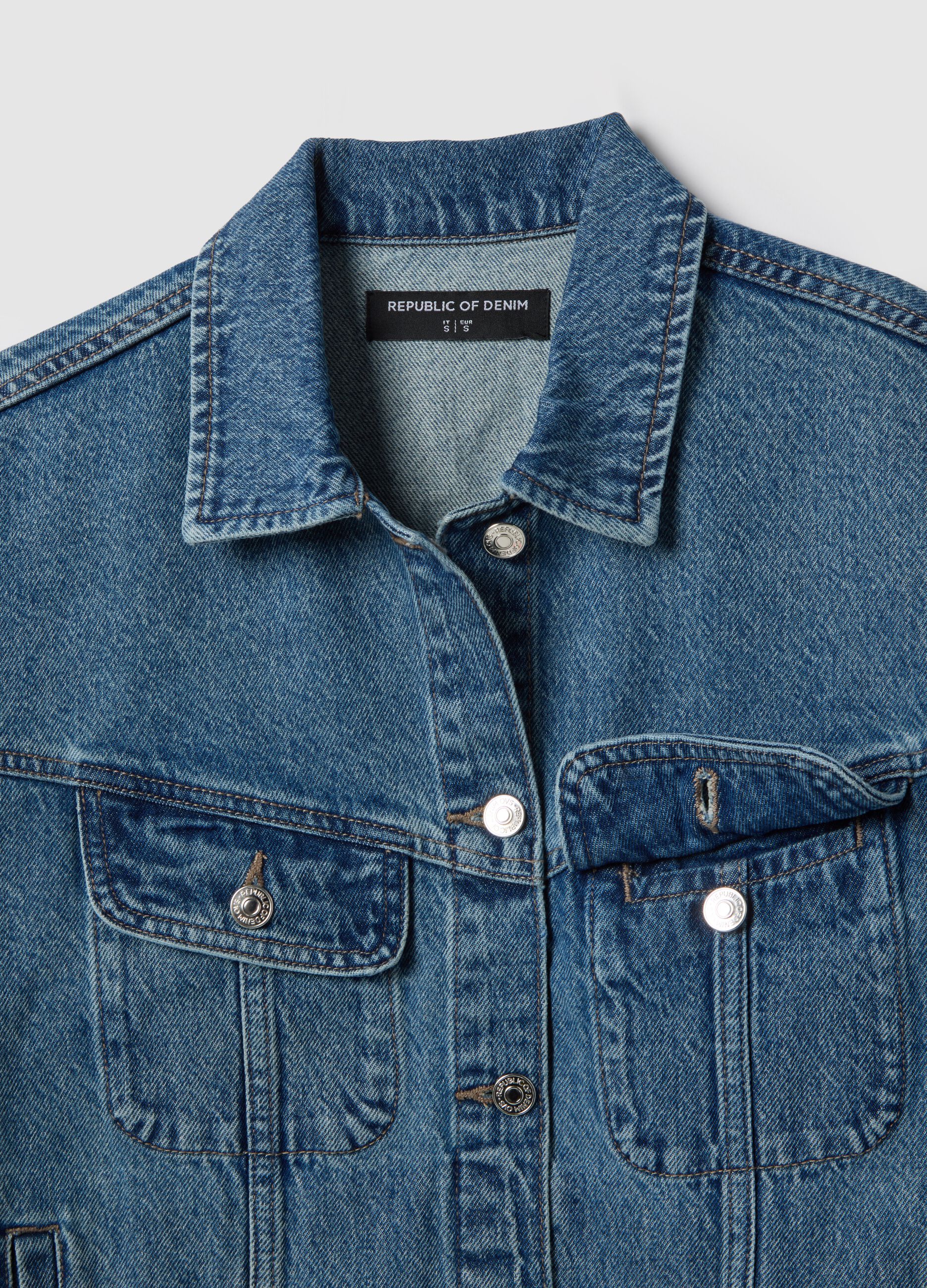 Giacca in puro cotone denim blu regular fit