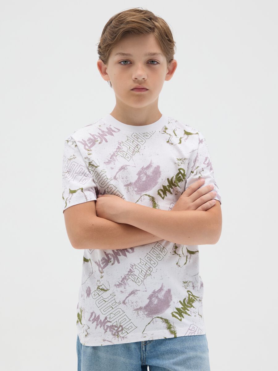 Boys' multicolour oversized pure cotton t-shirt with graphic print_0