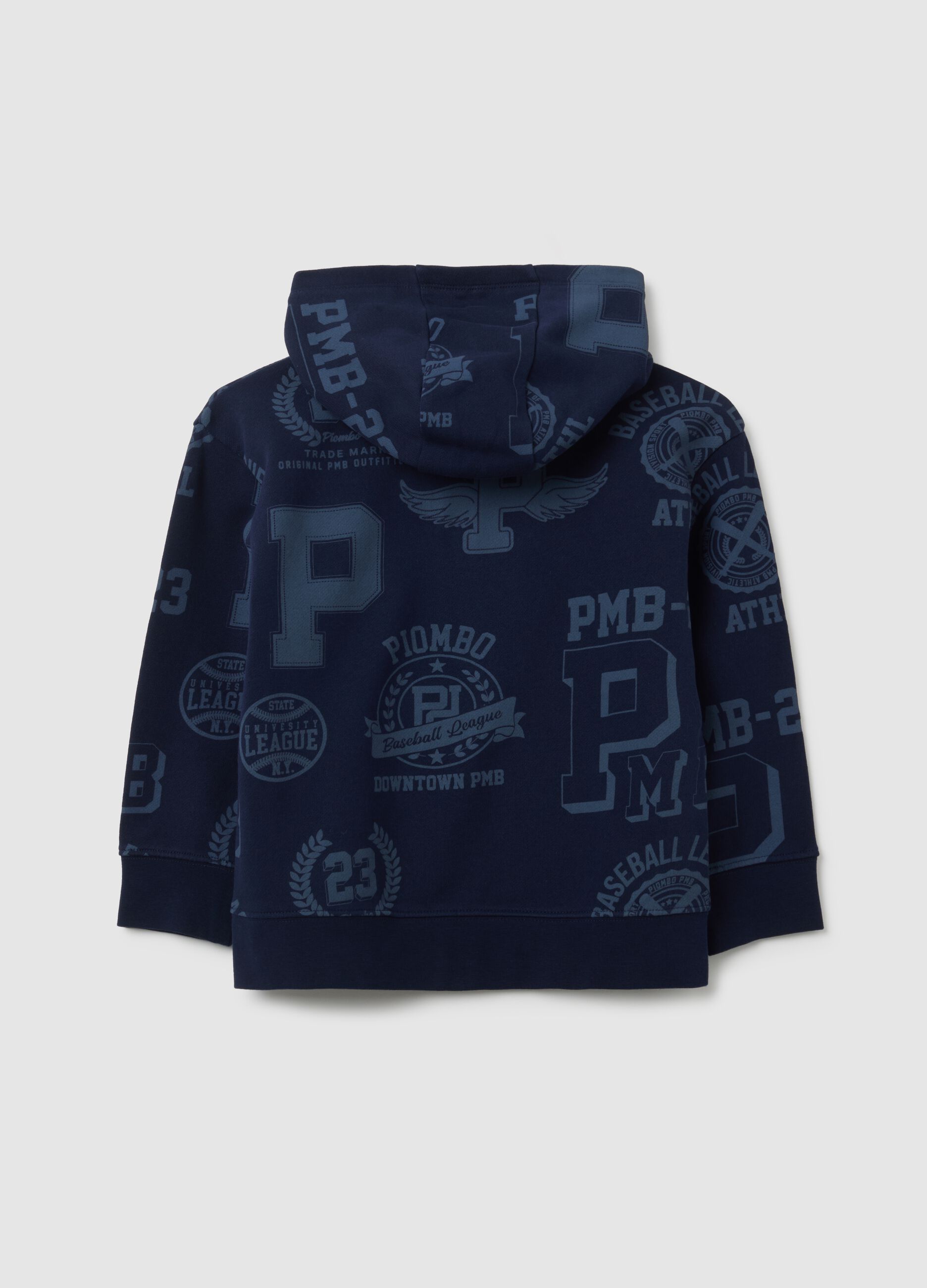 Felpa da bambino in puro cotone blu regular fit