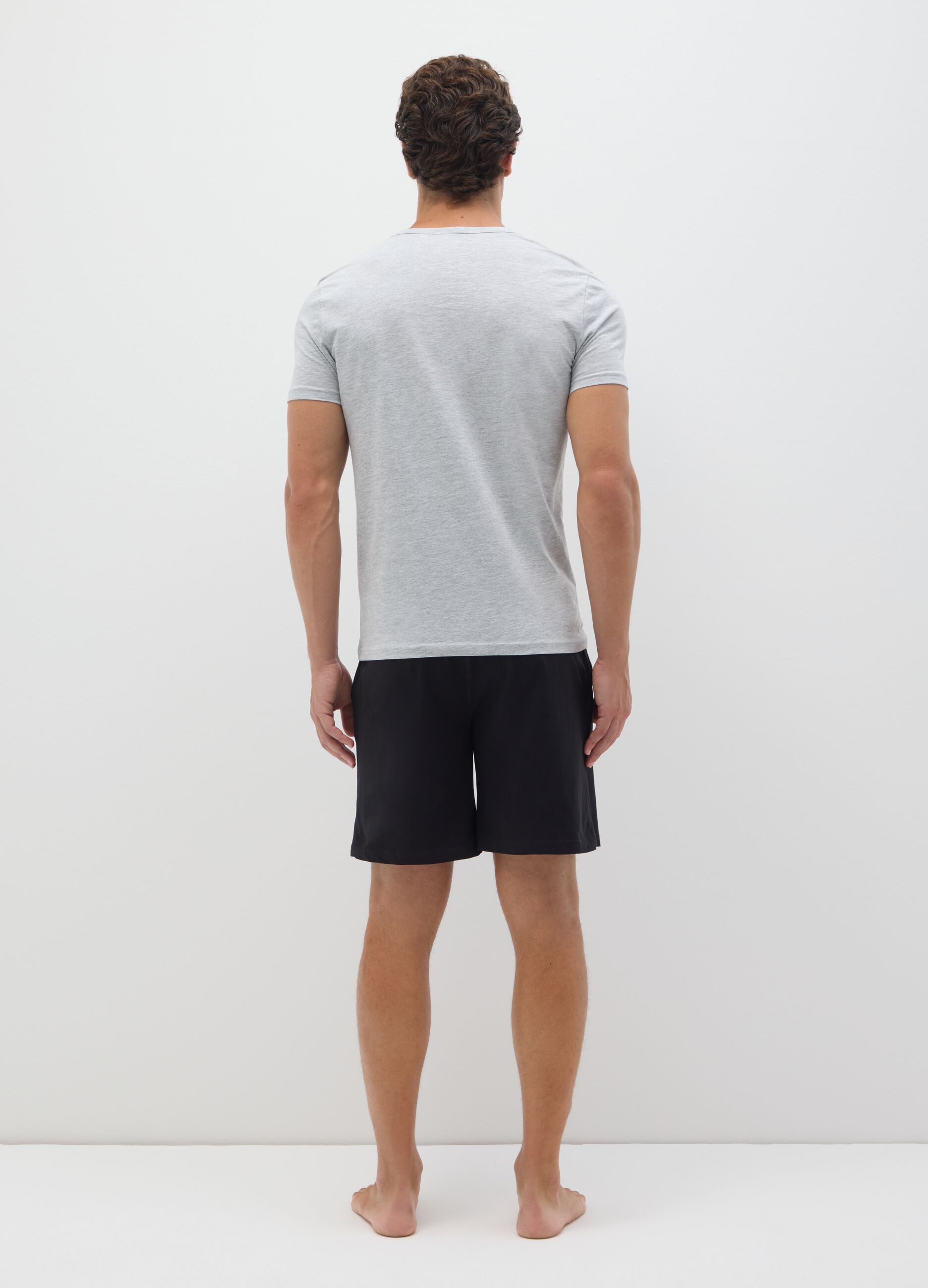 Men's grey V-neck cotton t-shirt twin pack, regular fit