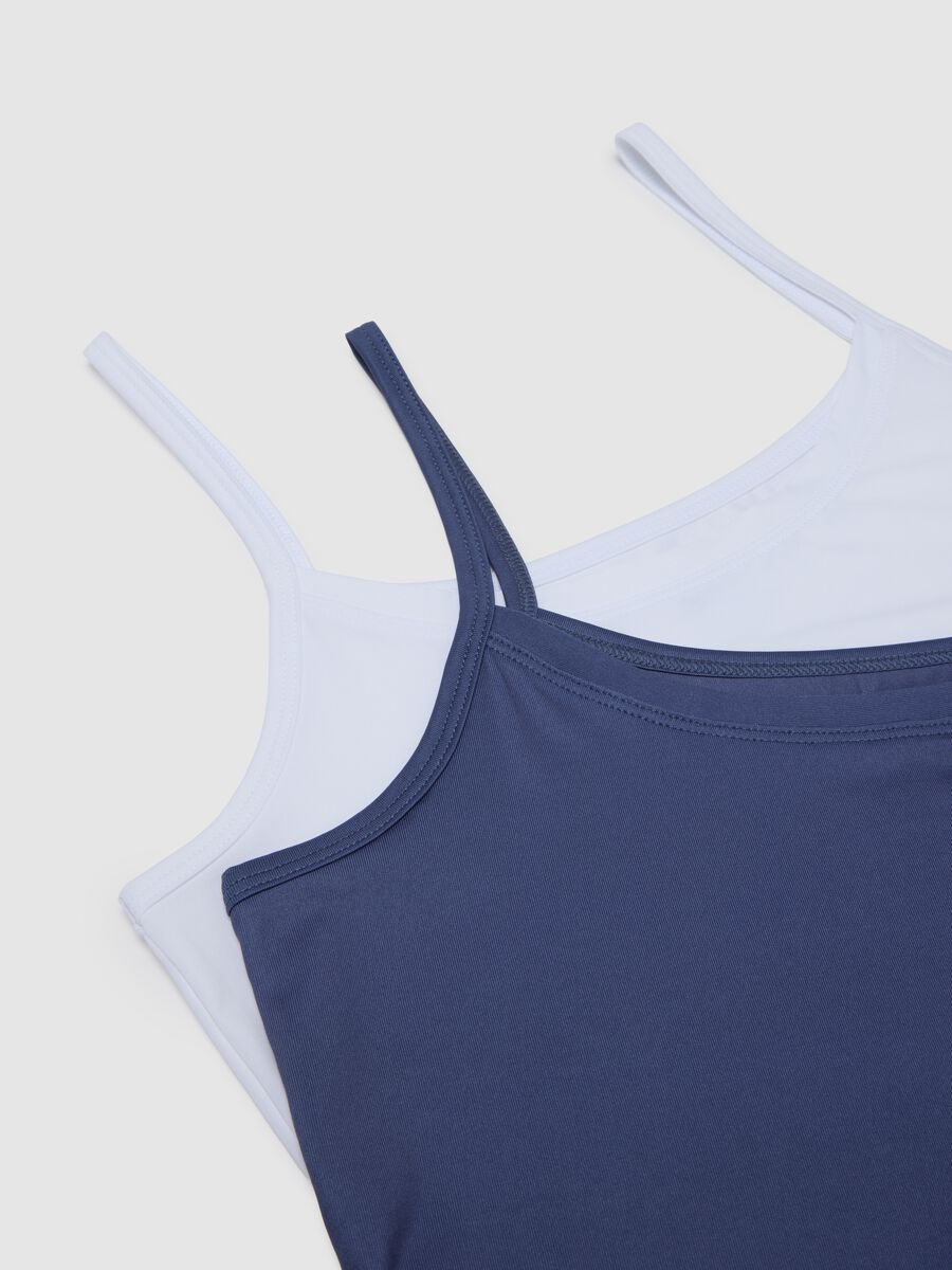 Bipack di canottiere in tessuto elasticizzato blu e bianca_5
