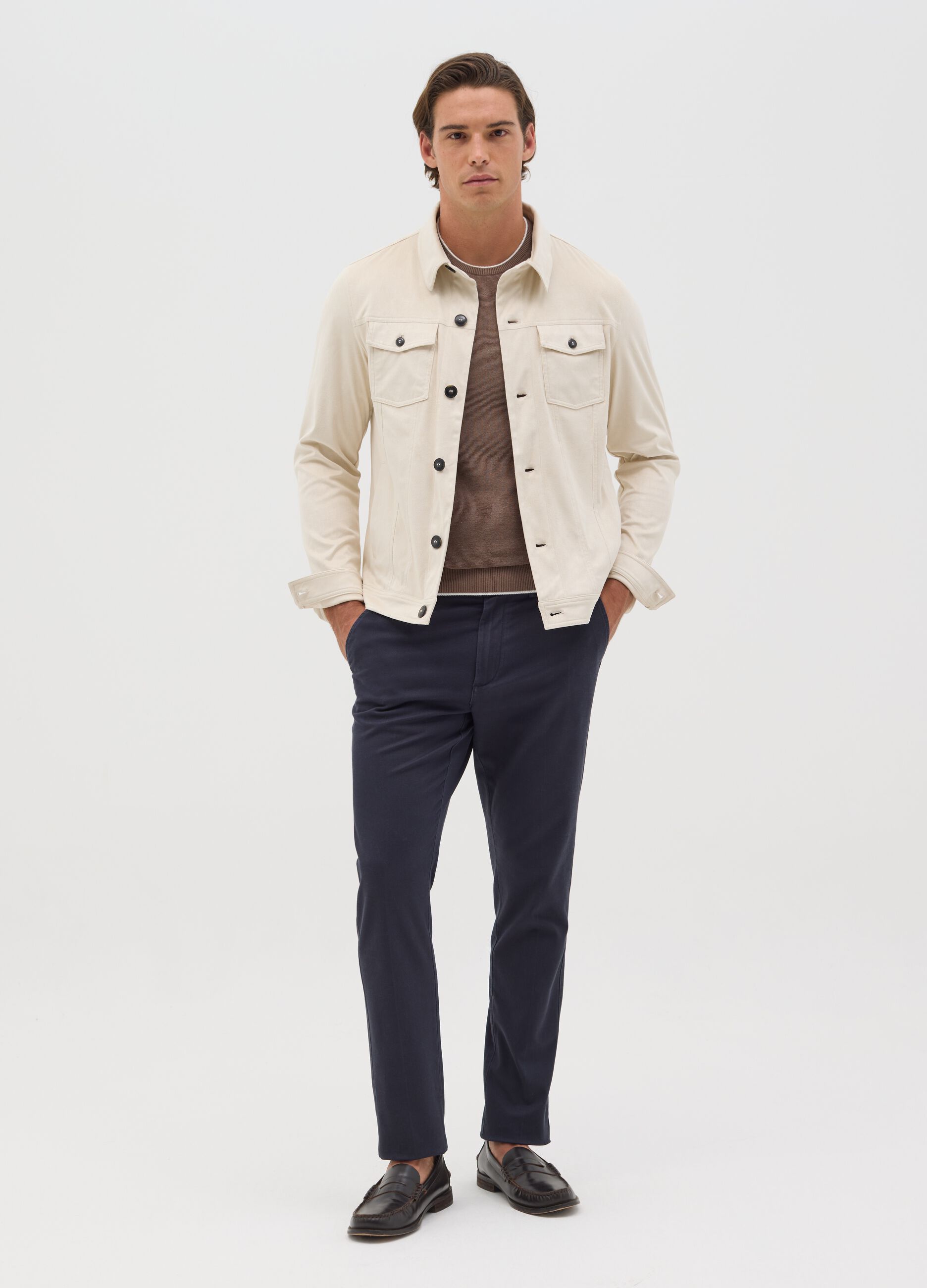 Beige suede shacket