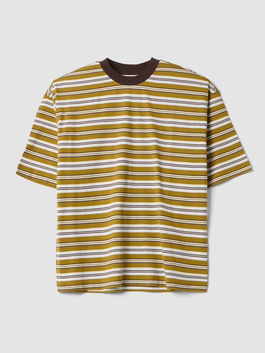 Brown striped pure cotton boxy-fit T-shirt_4