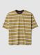T-shirt marrone a righe in puro cotone boxy fit_4