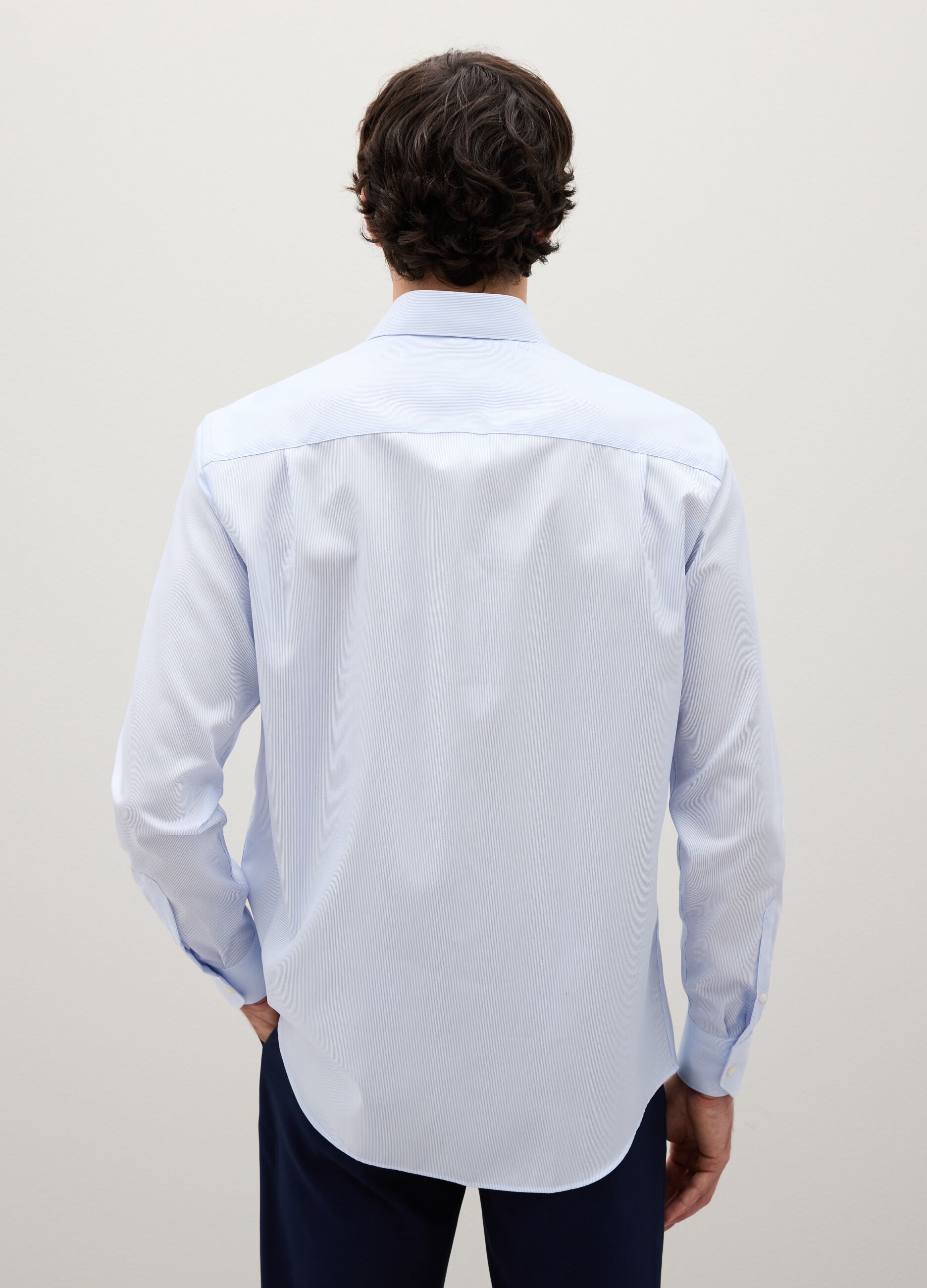 Blue cotton regular fit shirt