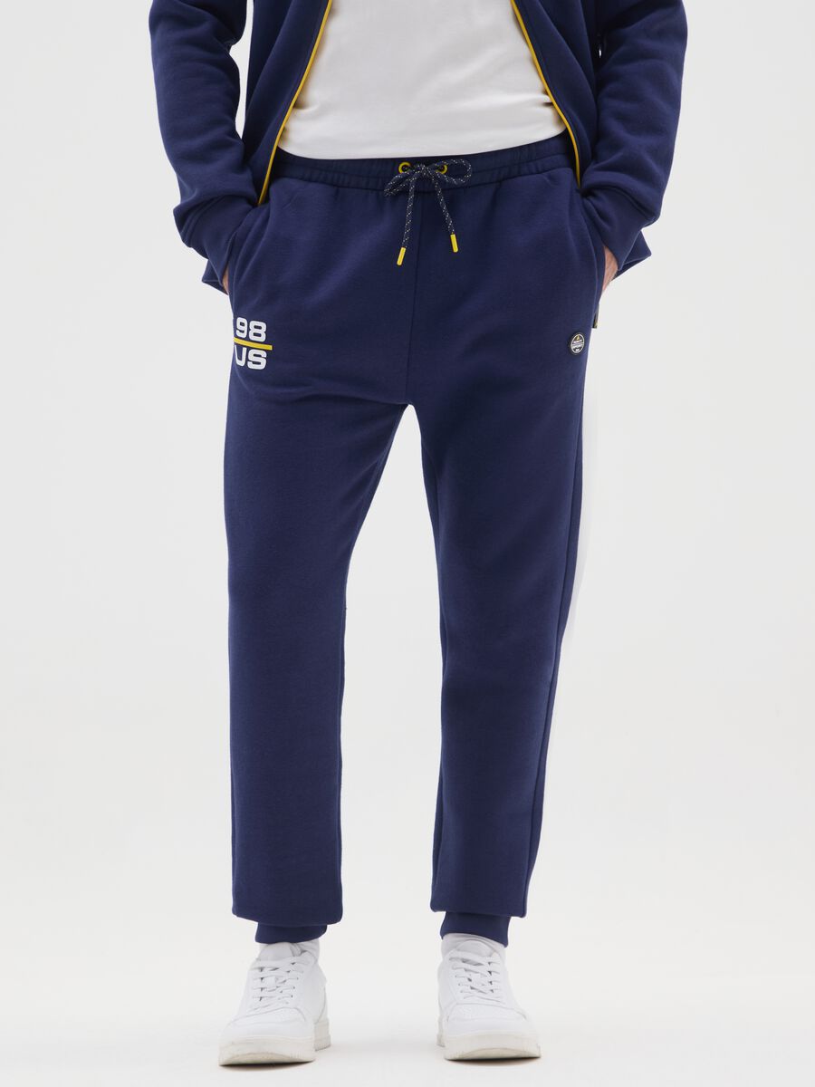 Pantaloni sportivi in misto cotone blu regular fit_1