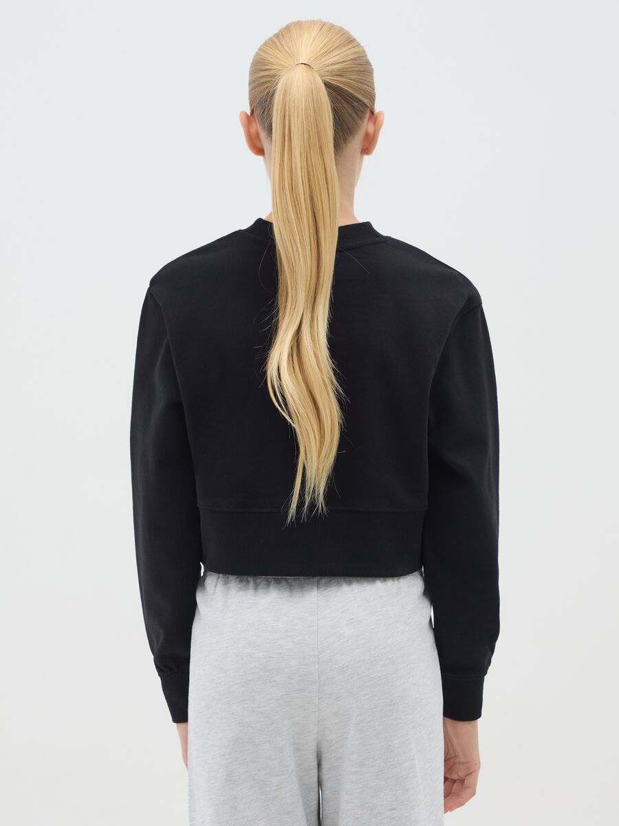 Felpa da ragazze in puro cotone nera regular fit_1