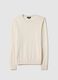 Beige crew-neck cotton blend pullover regular fit_4
