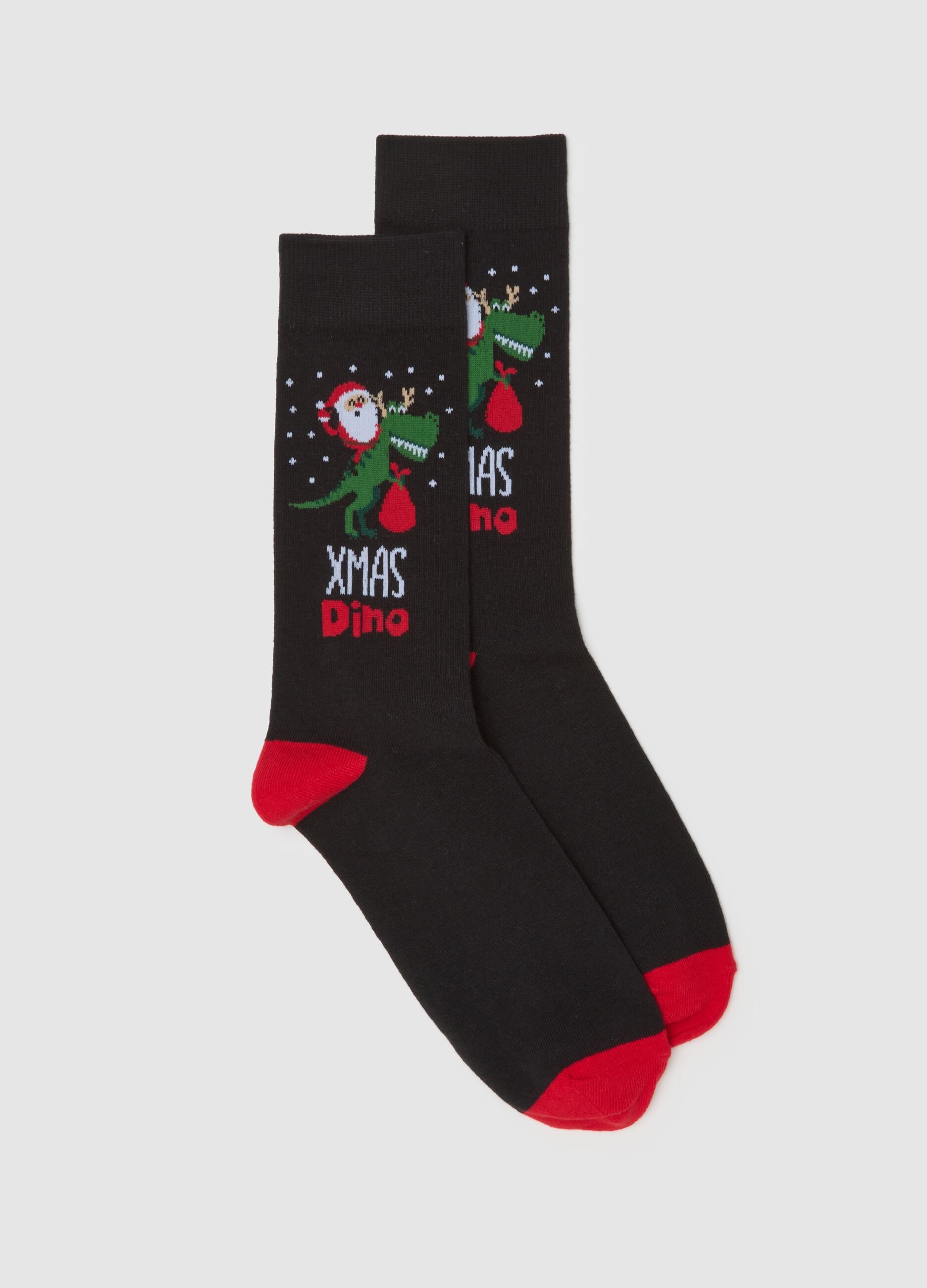 Black Cotton Blend Christmas Socks
