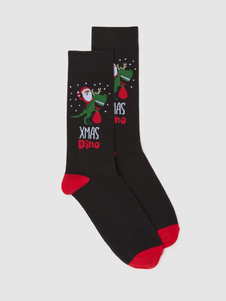 Black Cotton Blend Christmas Socks_0