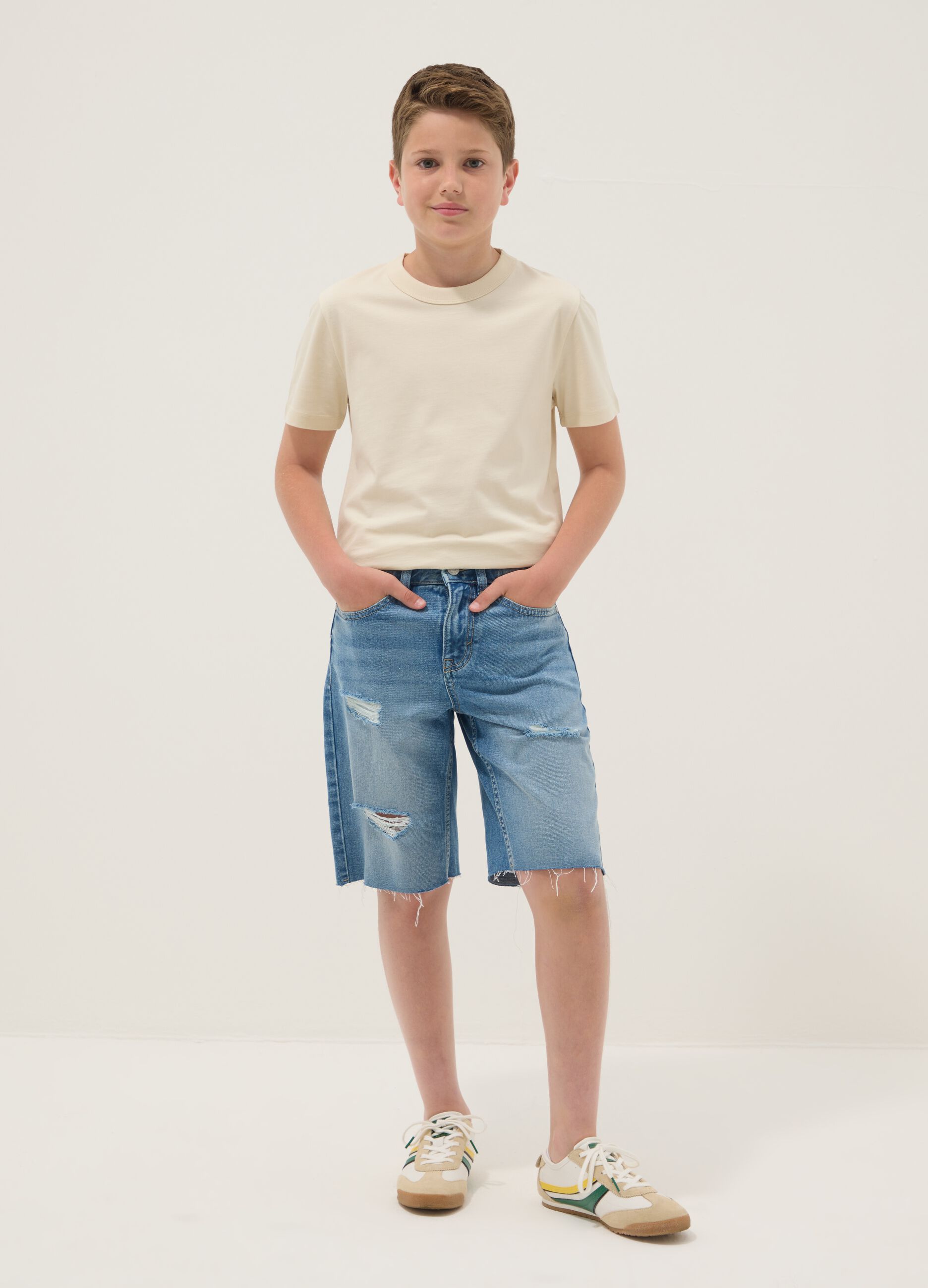 Blue regular-fit denim shorts for boys
