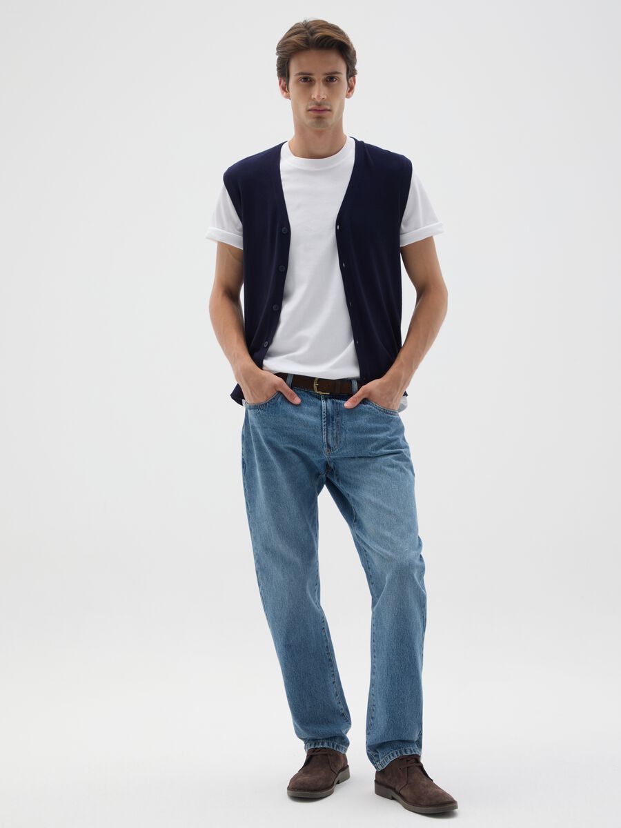 Blue knit waistcoat regular fit_1