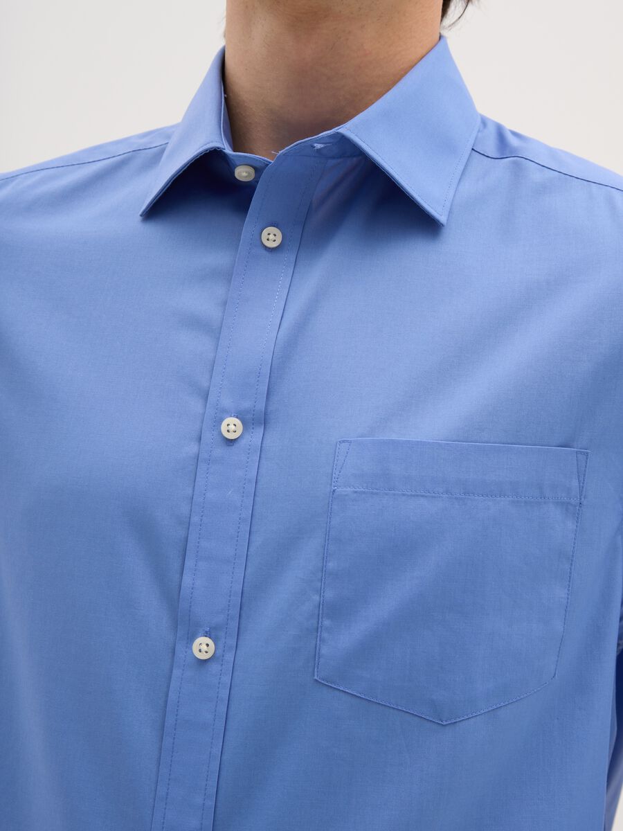 Blue long-sleeve cotton blend shirt_1