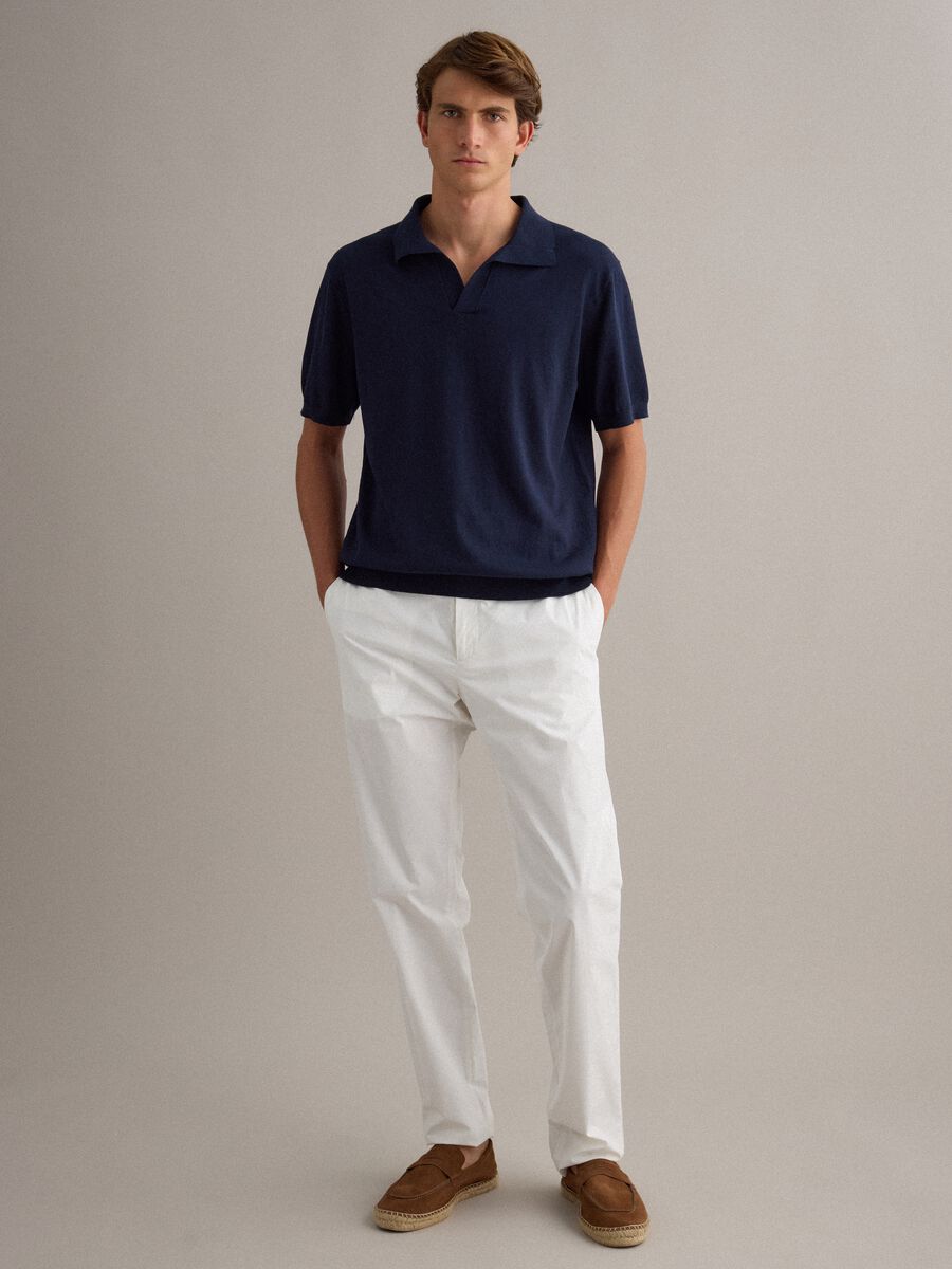 Short-sleeved blue polo in pure cotton_2