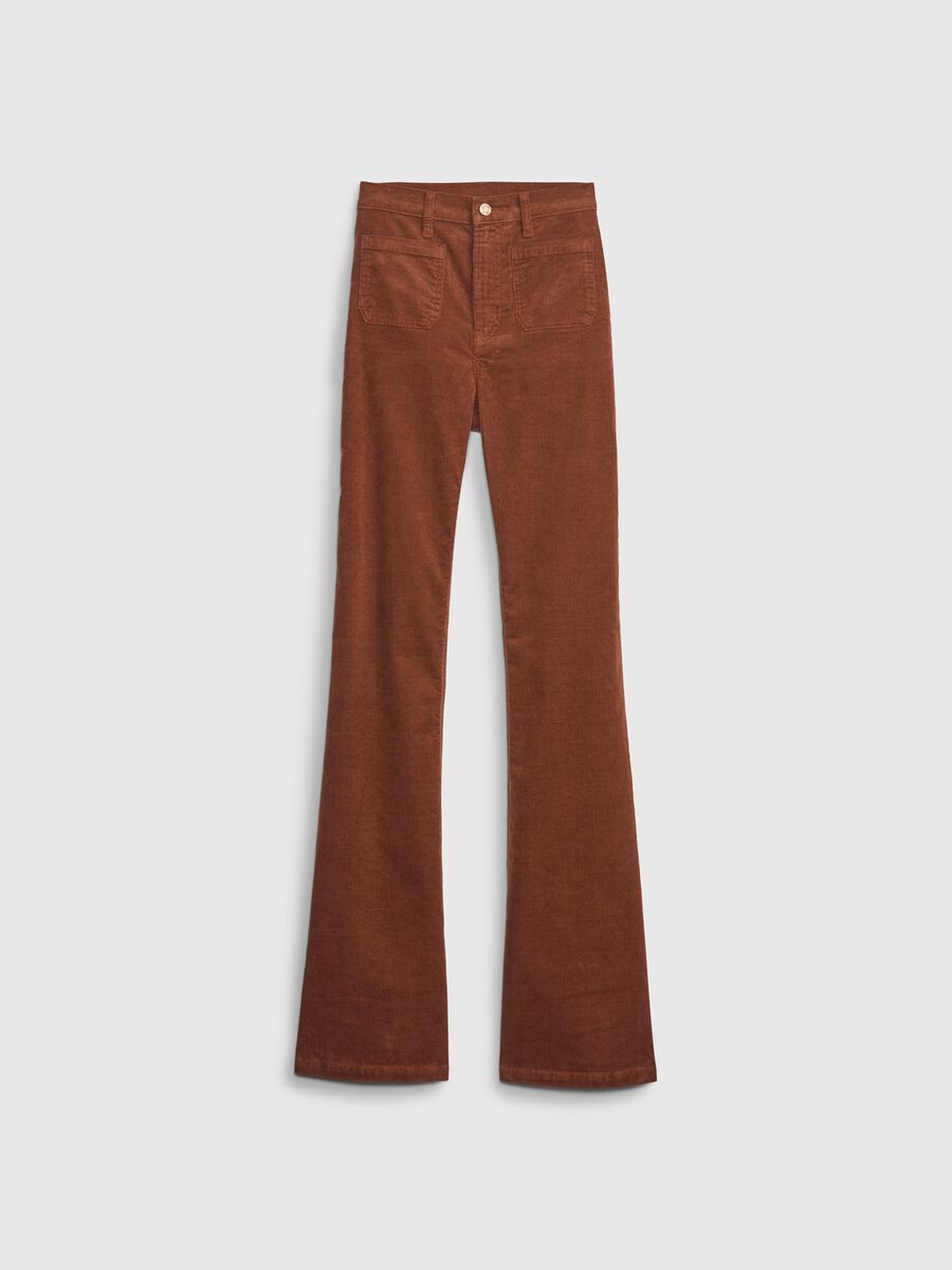 Pantaloni flare fit a vita alta in corduroy_5