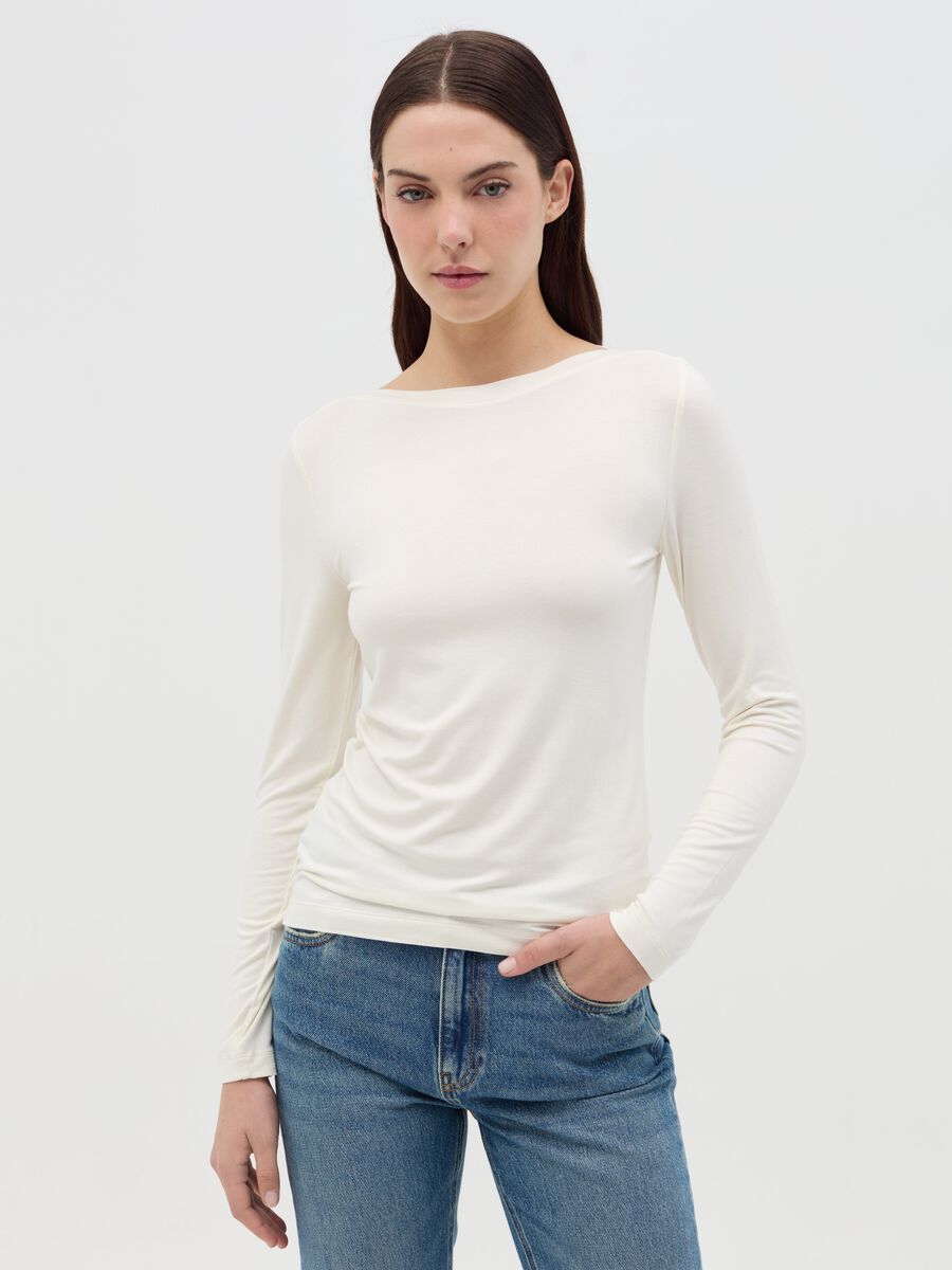 T-shirt with boat neck_0