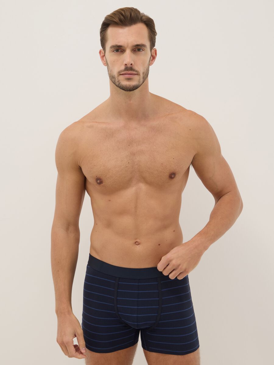 Pack of three blue stretch cotton boxers regular fit_0