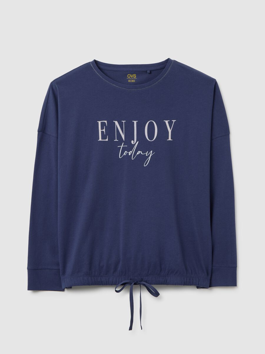 Maglia da pigiama blu con scritta_4