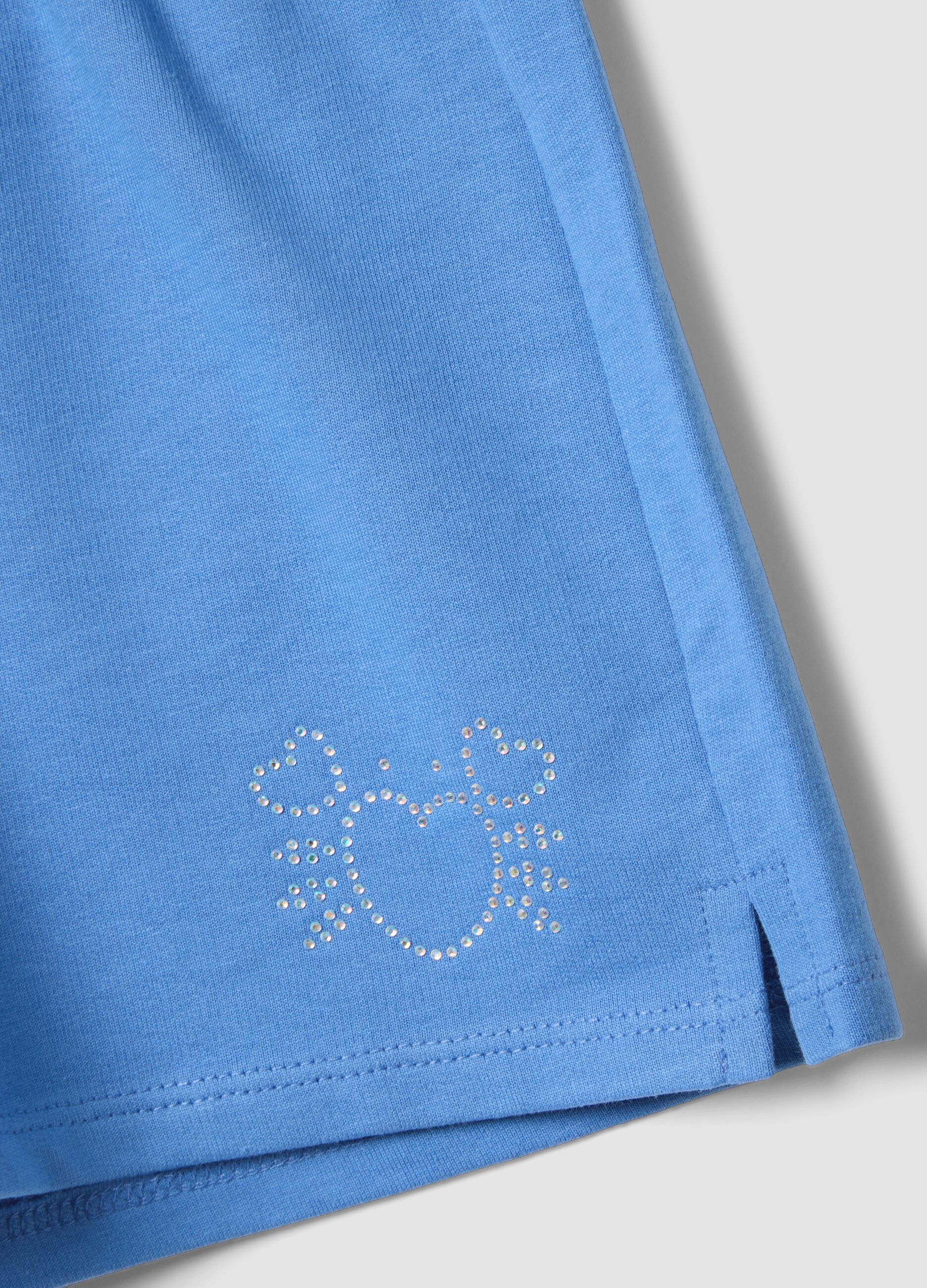 Girls&rsquo; light blue pure cotton shorts with elasticated waist