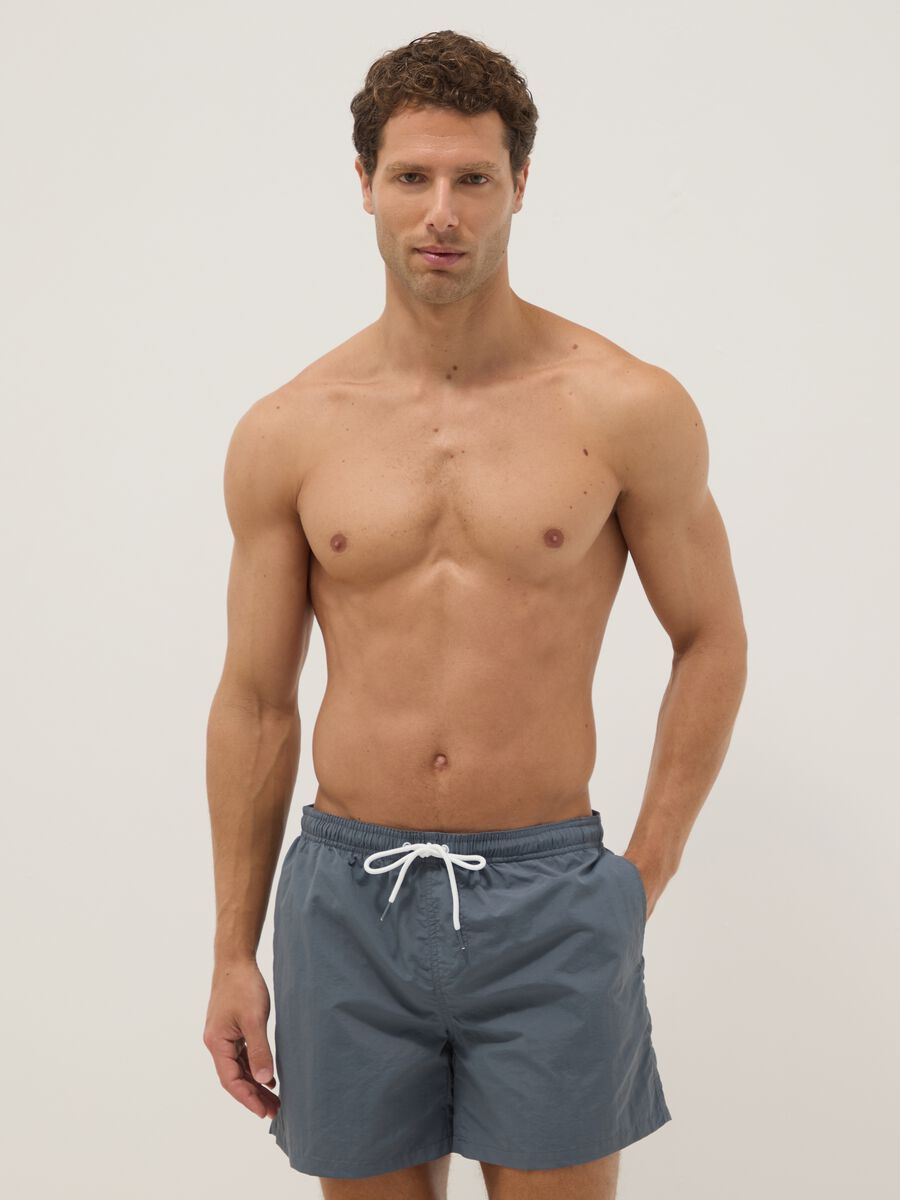 Boxer da mare grigi regular fit con coulisse_0