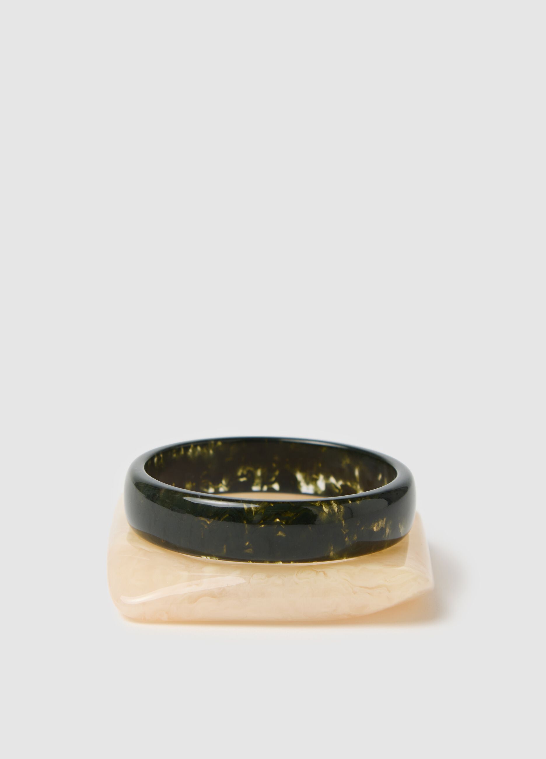 Two-pack ivory and green solid bracelets
