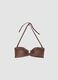 Brown bandeau bikini top in stretchy fabric with glitter_4