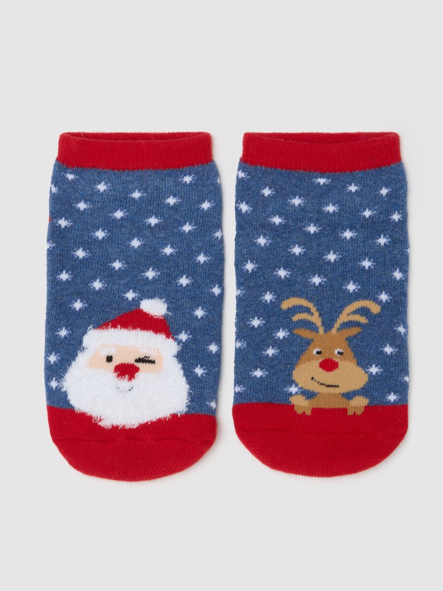 Children's Multicolour Christmas Anti-slip Socks in Cotton Blend_1