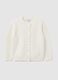 Girls' white pure cotton regular fit cardigan_0