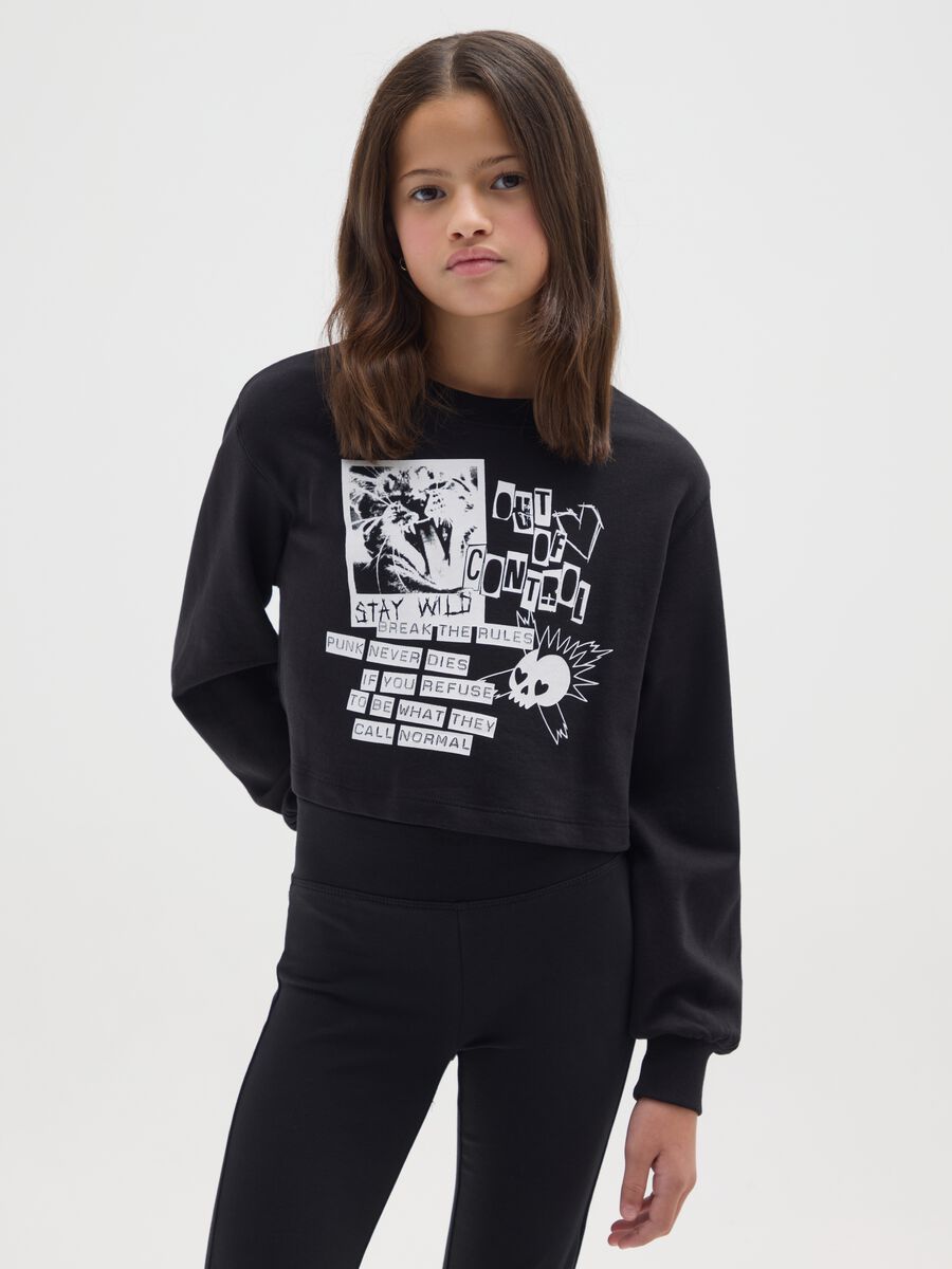 Black Cotton Sweatshirt for Girls_0