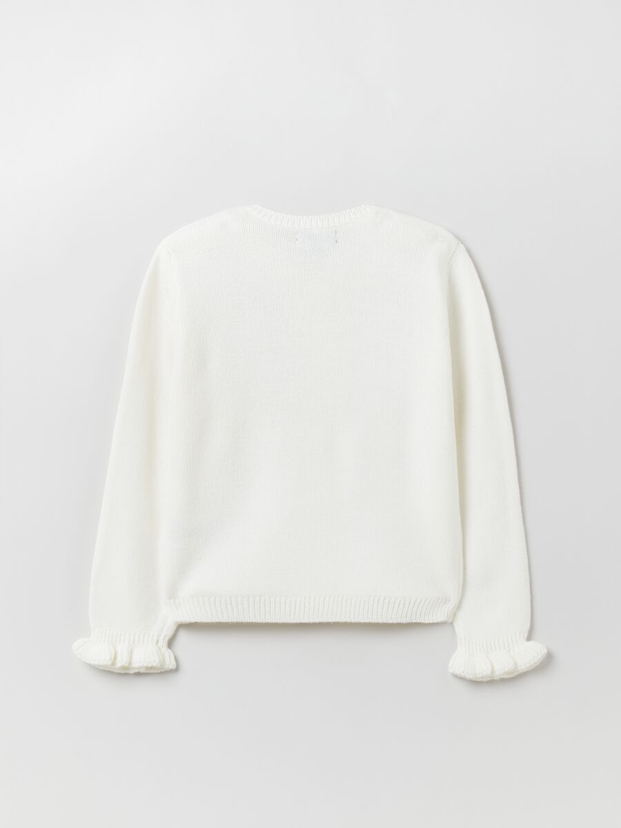Cardigan girocollo con rouches_1