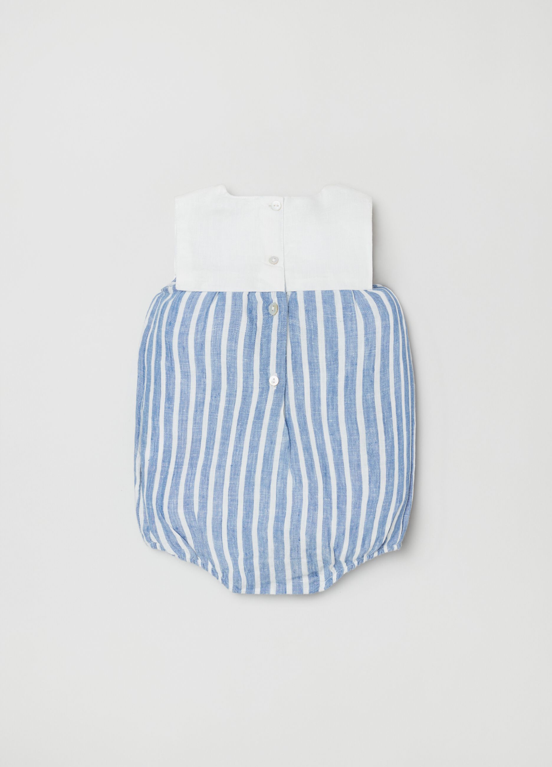Playsuit in linen with striped pattern
