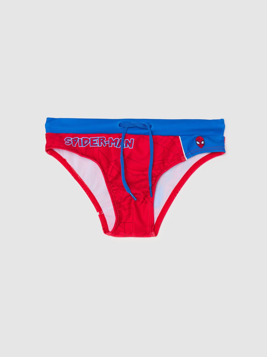 Red swimming briefs with Spider-Man print for boys_0