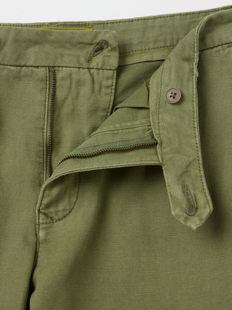 Chino trousers in green linen and cotton_5