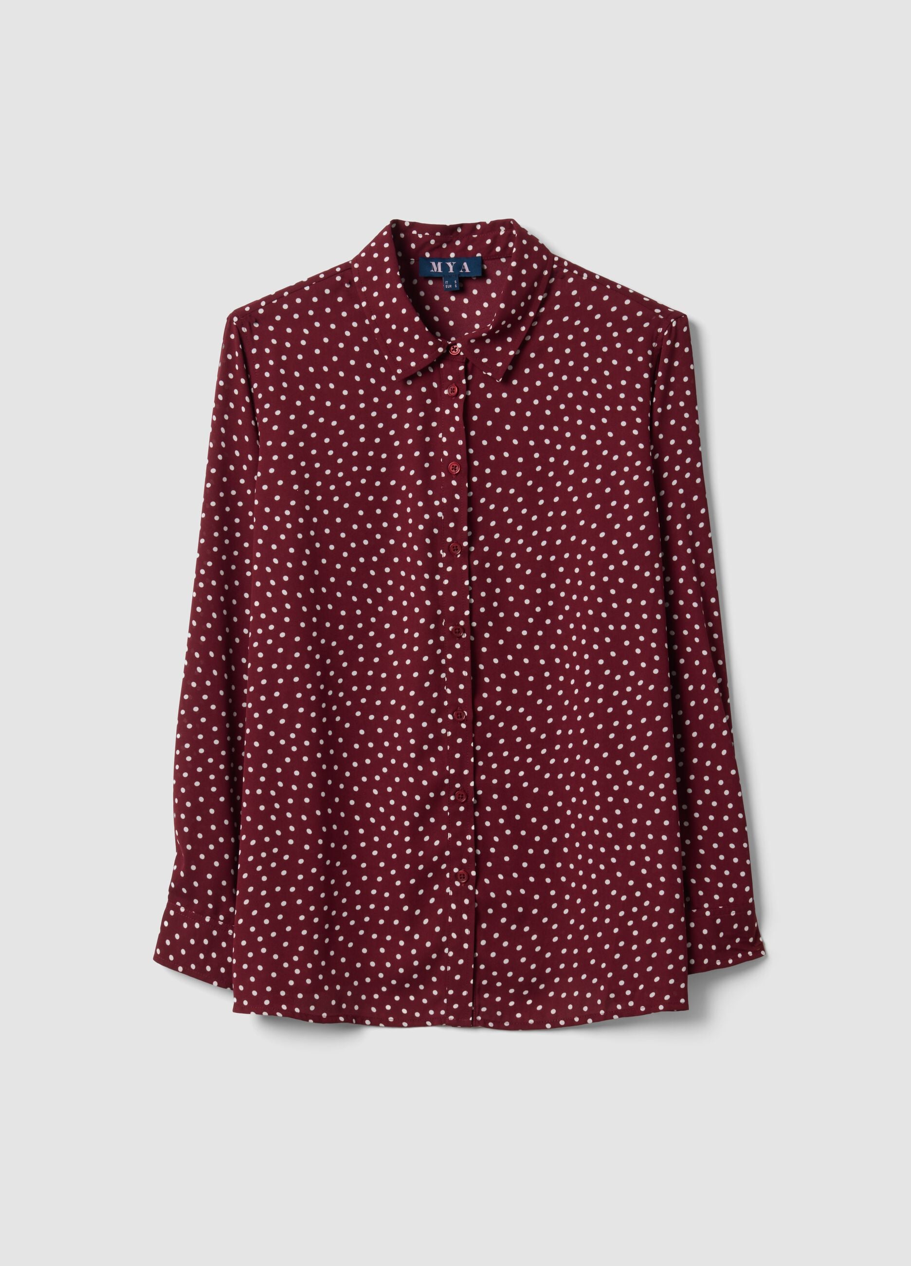 Red polka dot shirt with classic collar, regular fit