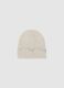 Beige ribbed beanie with rhinestone embroidery_0